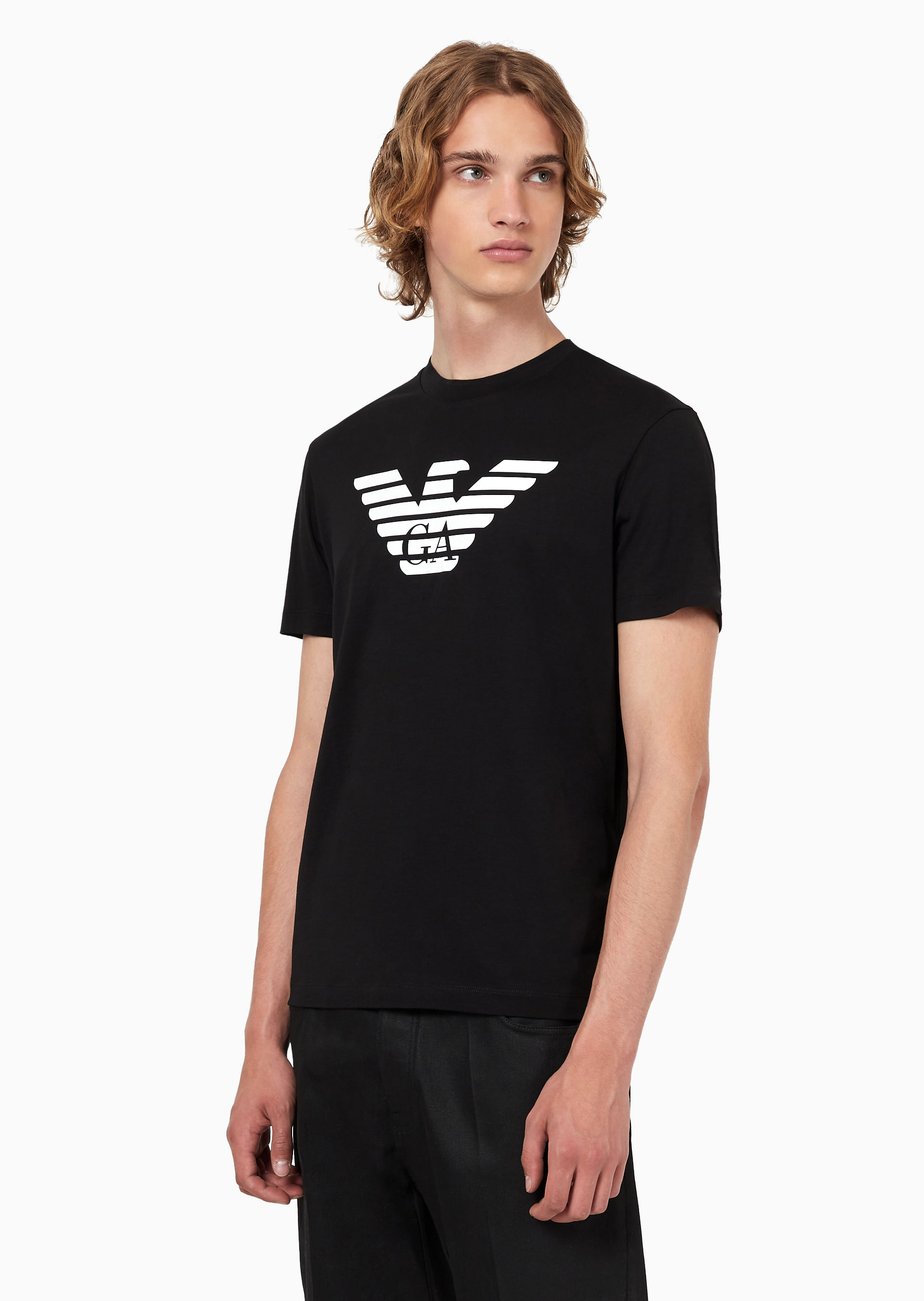 Camiseta Algodão Pima Logo Preto | Emporio Armani