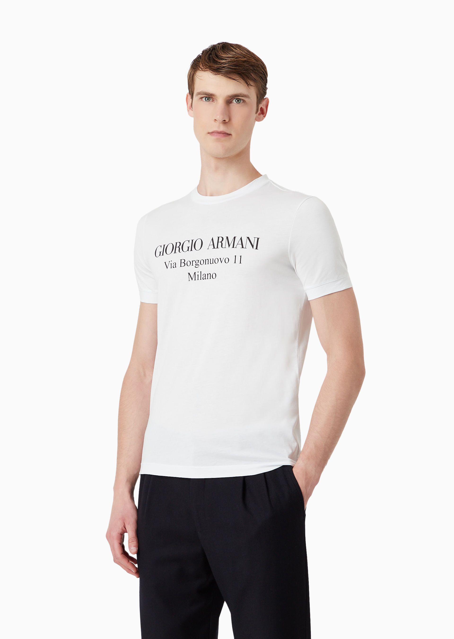 Camiseta Borgonuovo de Algodão Branco | Giorgio Armani