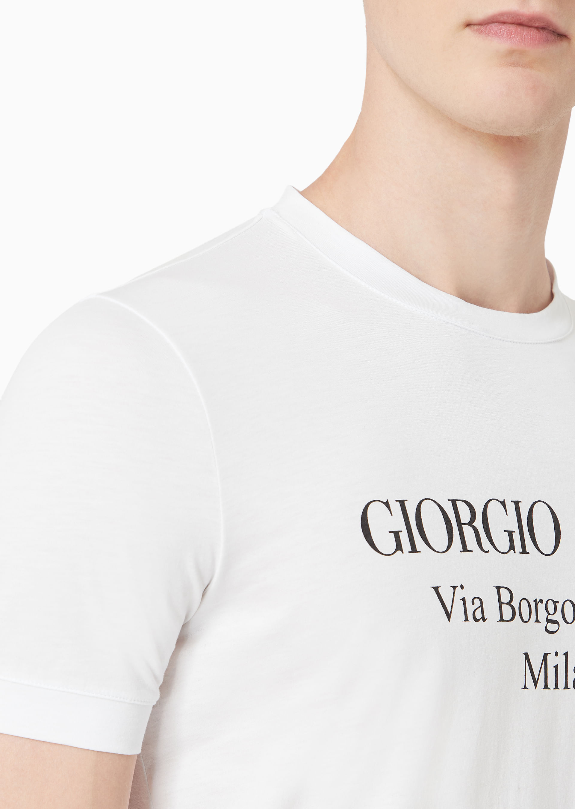 Camiseta Borgonuovo de Algodão Branco | Giorgio Armani