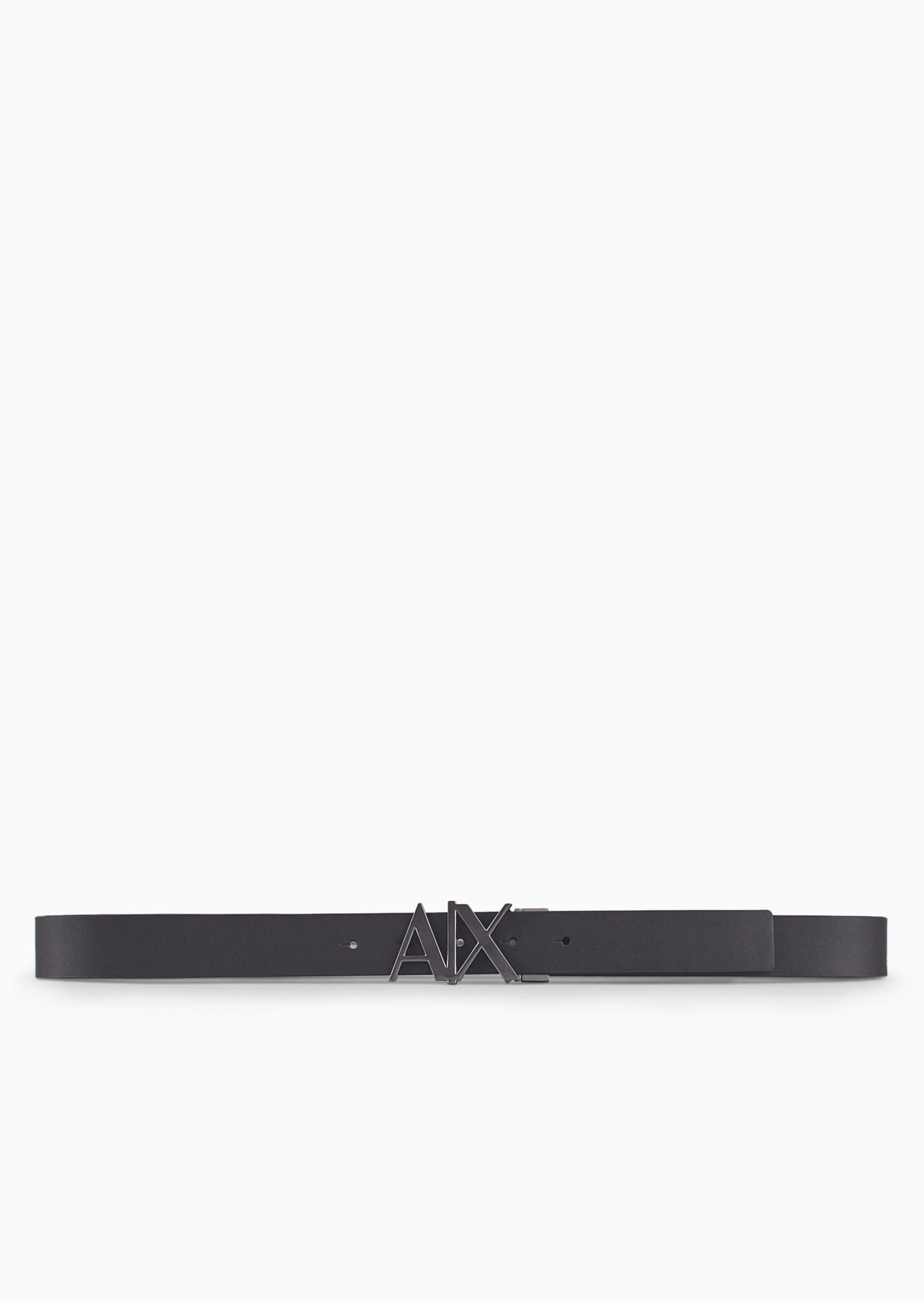 Cinto Dupla Face com Fivela de Logo Preto | Armani Exchange
