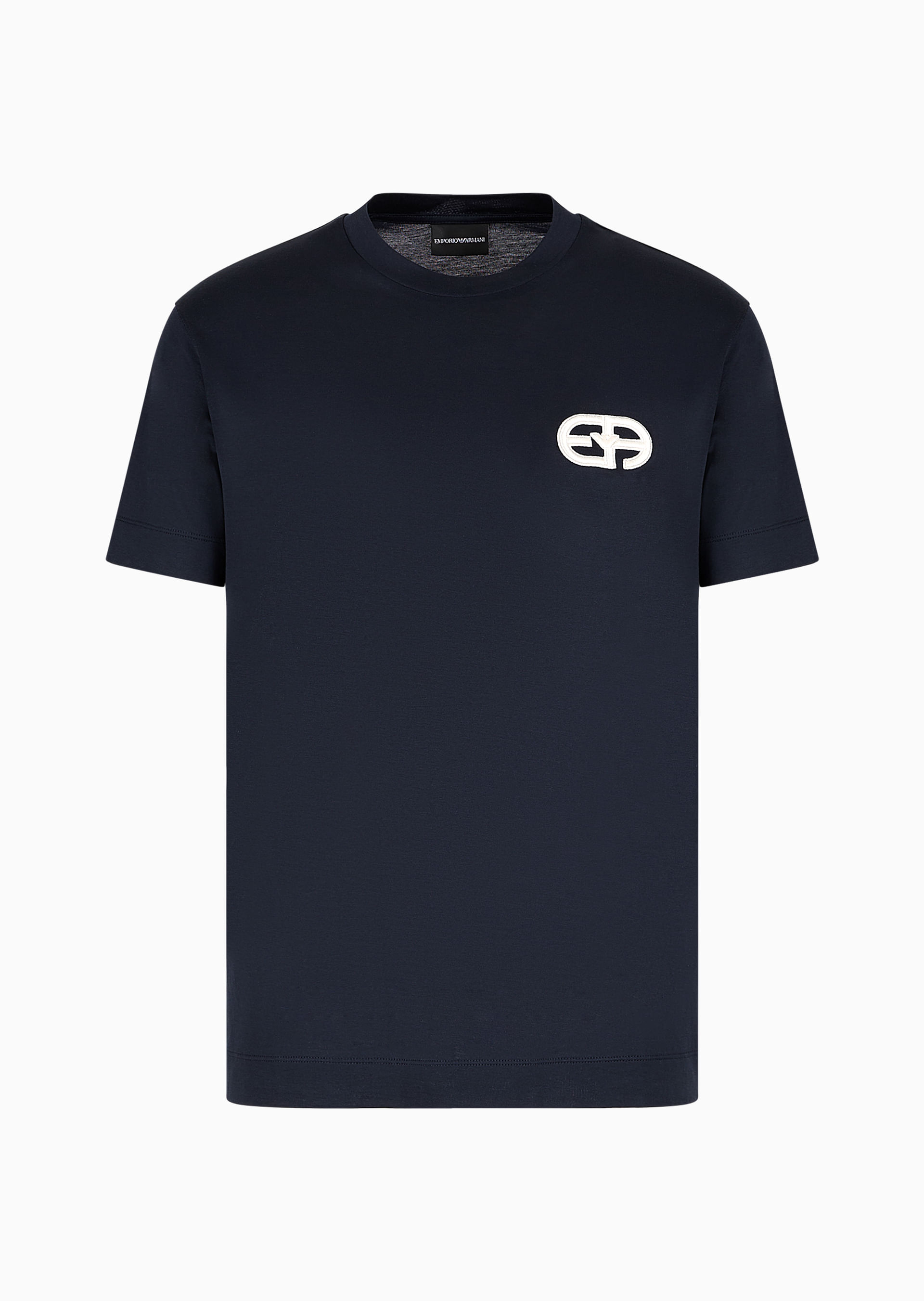 Camiseta Logo Azul Algodão Premium | Emporio Armani Camiseta Logo Azul Algodão Premium | Emporio Armani