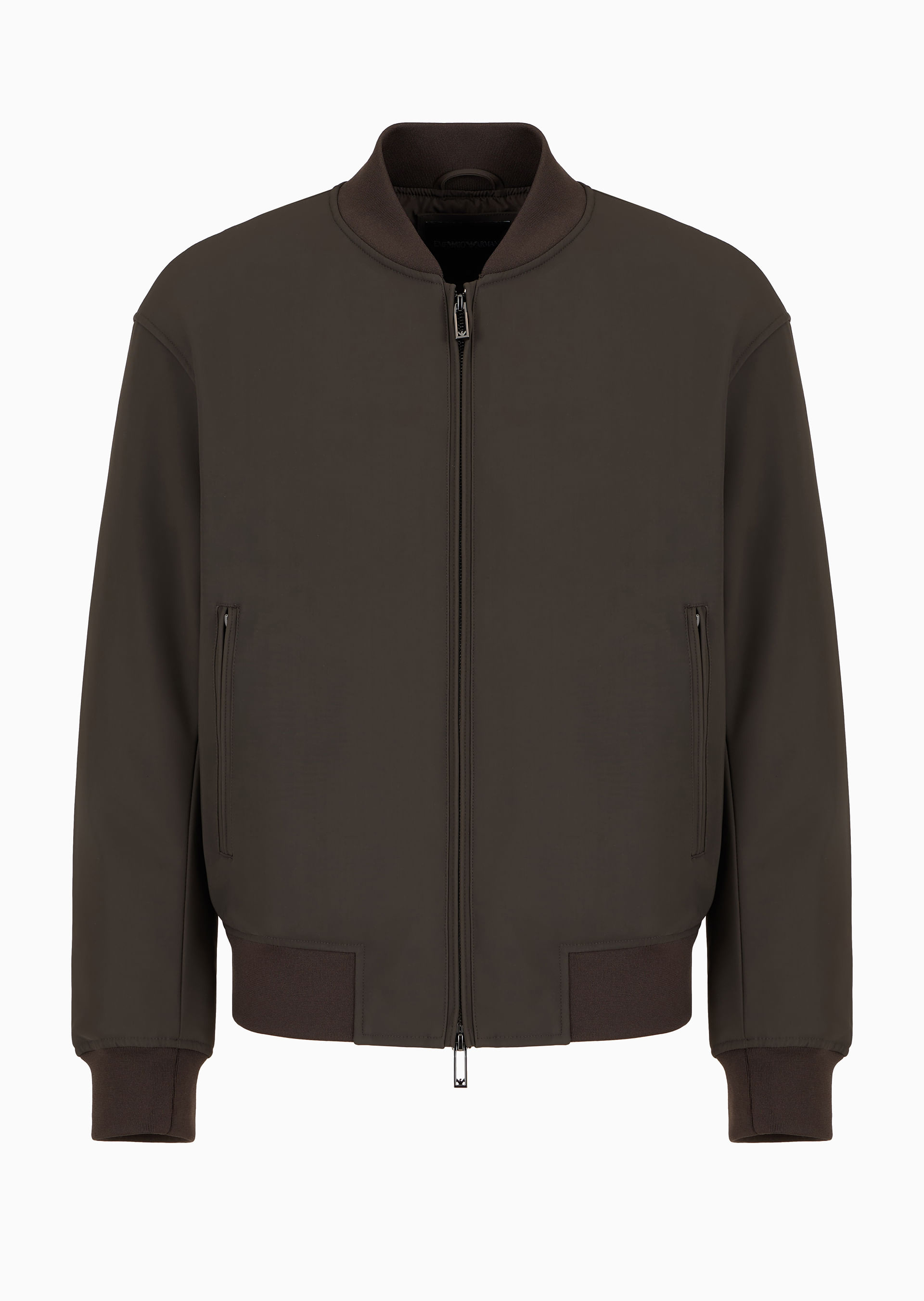 Jaqueta bomber com zíper em nylon elástico técnico