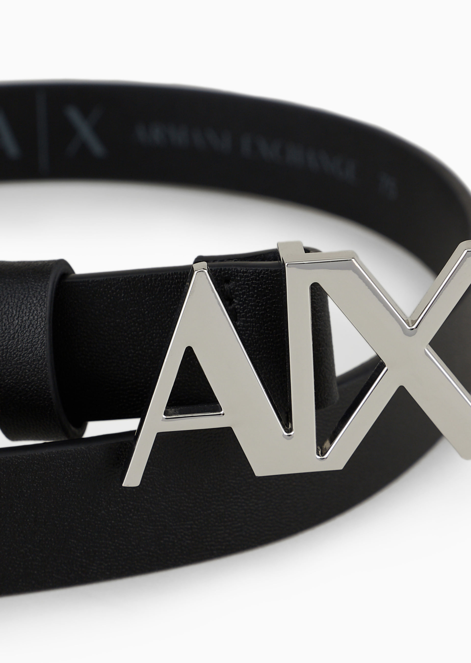 Cinto em Couro com Fivela de Logo Preto | Armani Exchange