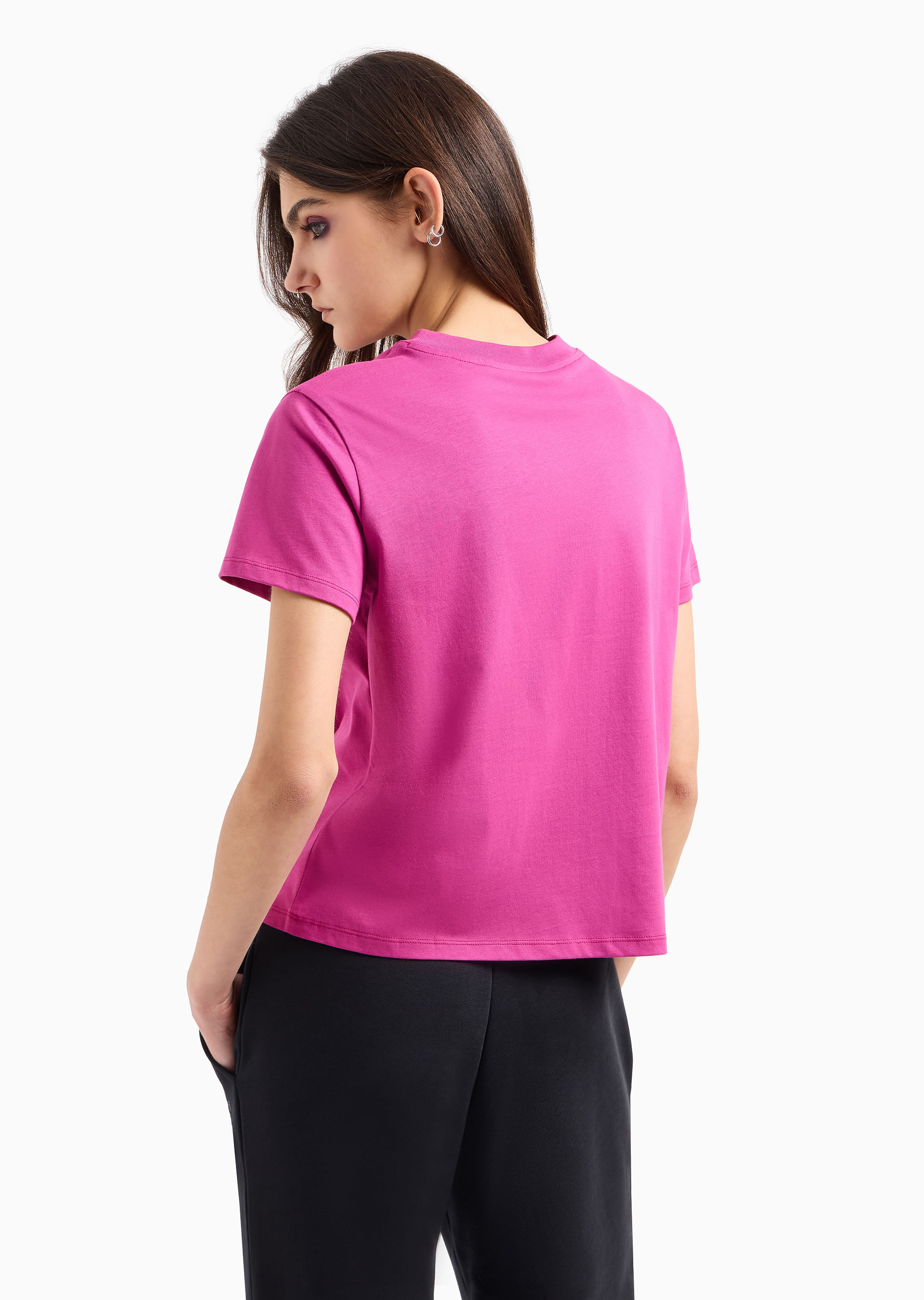 Camiseta regular boxy com logo - Armani