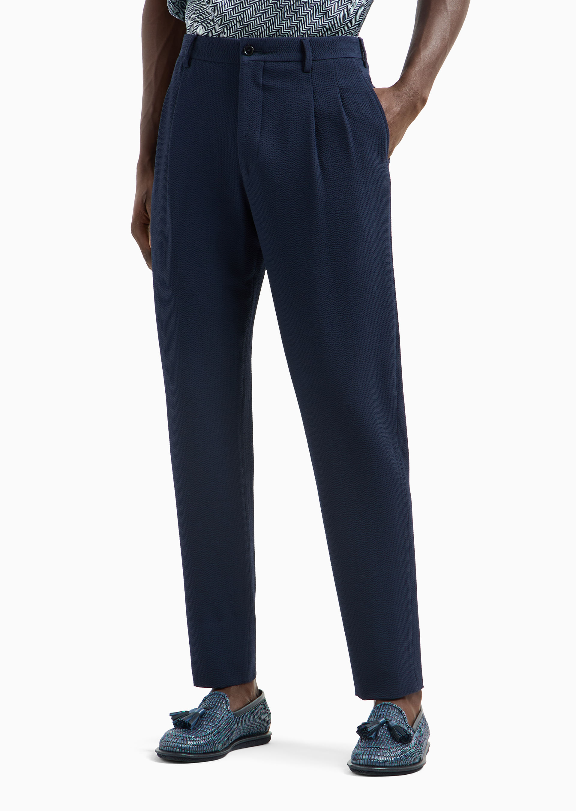 Calça em Lã Virgem Azul Marinho | Giorgio Armani