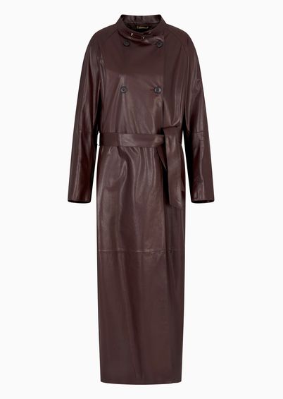 Trench Coat em Couro Bege | Giorgio Armani