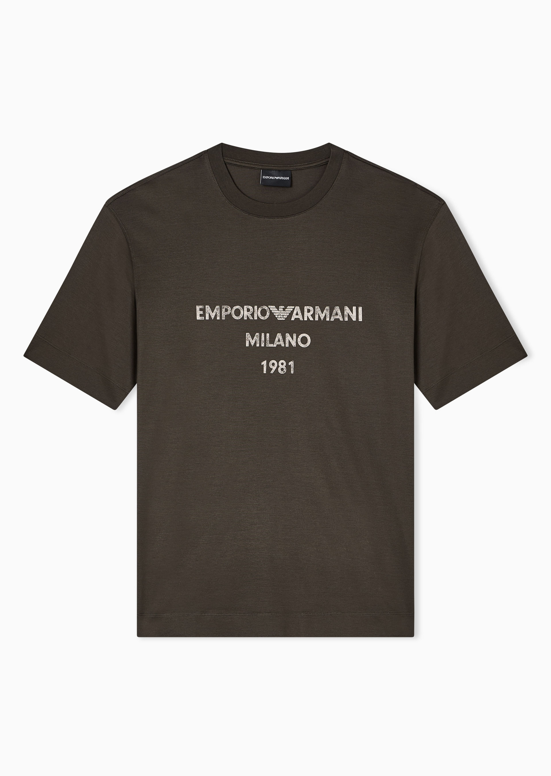 Camiseta Regular Fit com Logo Verde | Emporio Armani