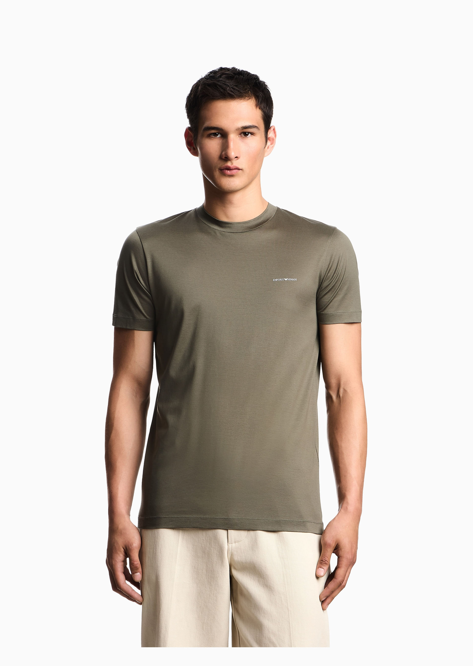 Camiseta Regular Verde com Logo | Emporio Armani