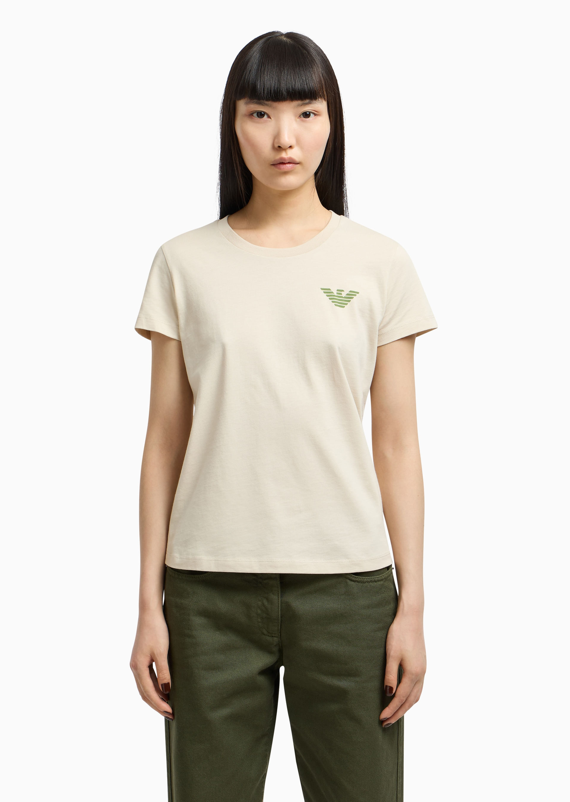 Camiseta Jersey Oversized Bege | Emporio Armani