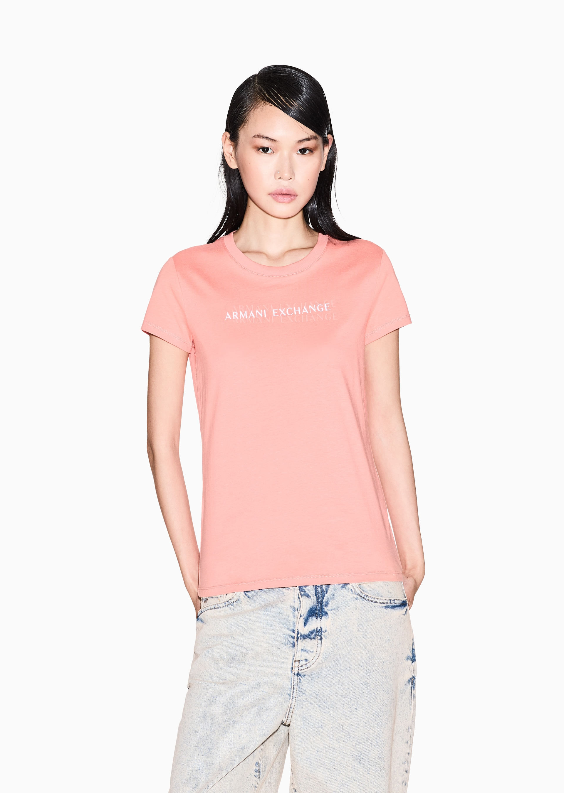 Camiseta Salmão Slim Fit Sofisticada | Armani Exchange