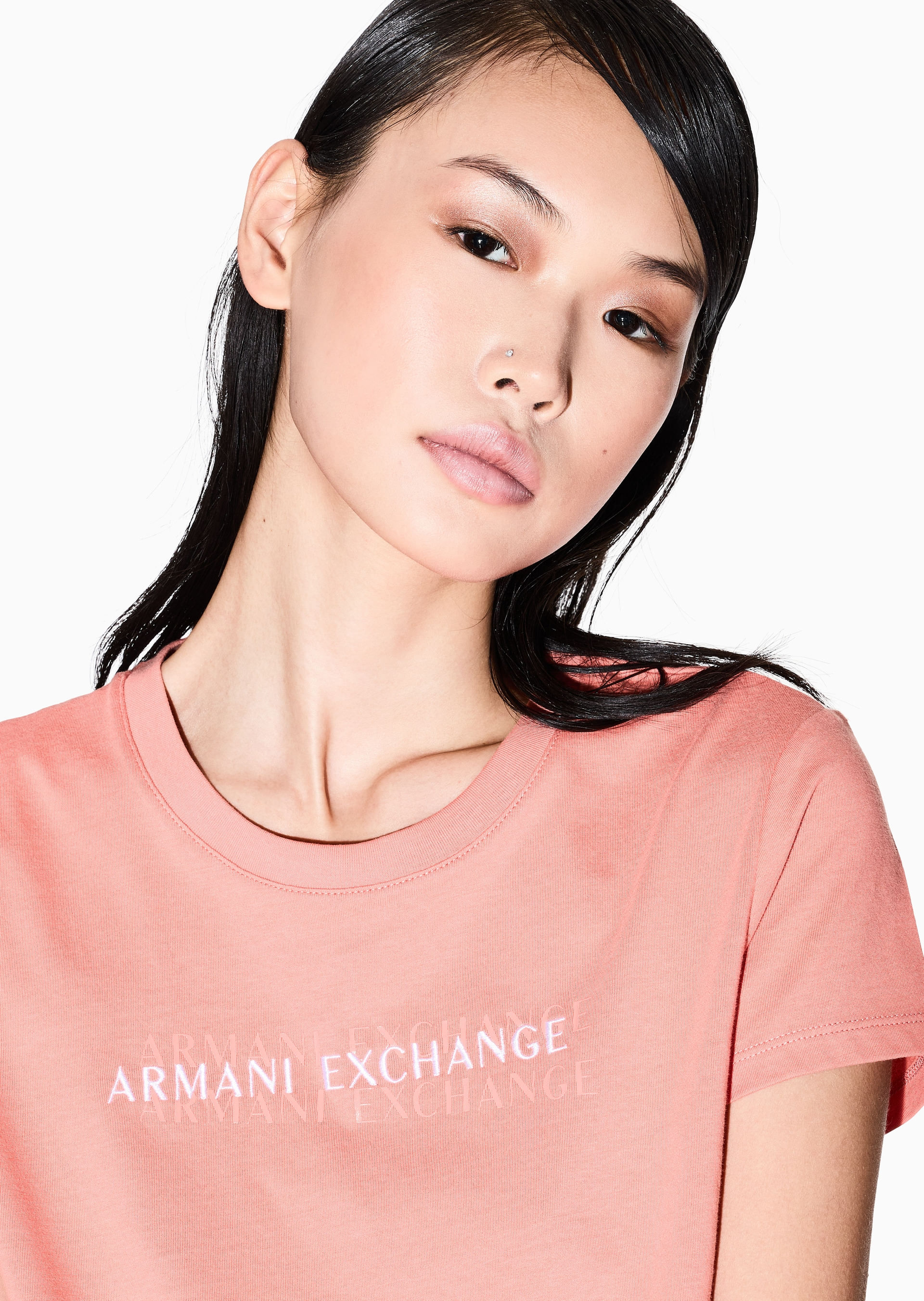 Camiseta Salmão Slim Fit Sofisticada | Armani Exchange