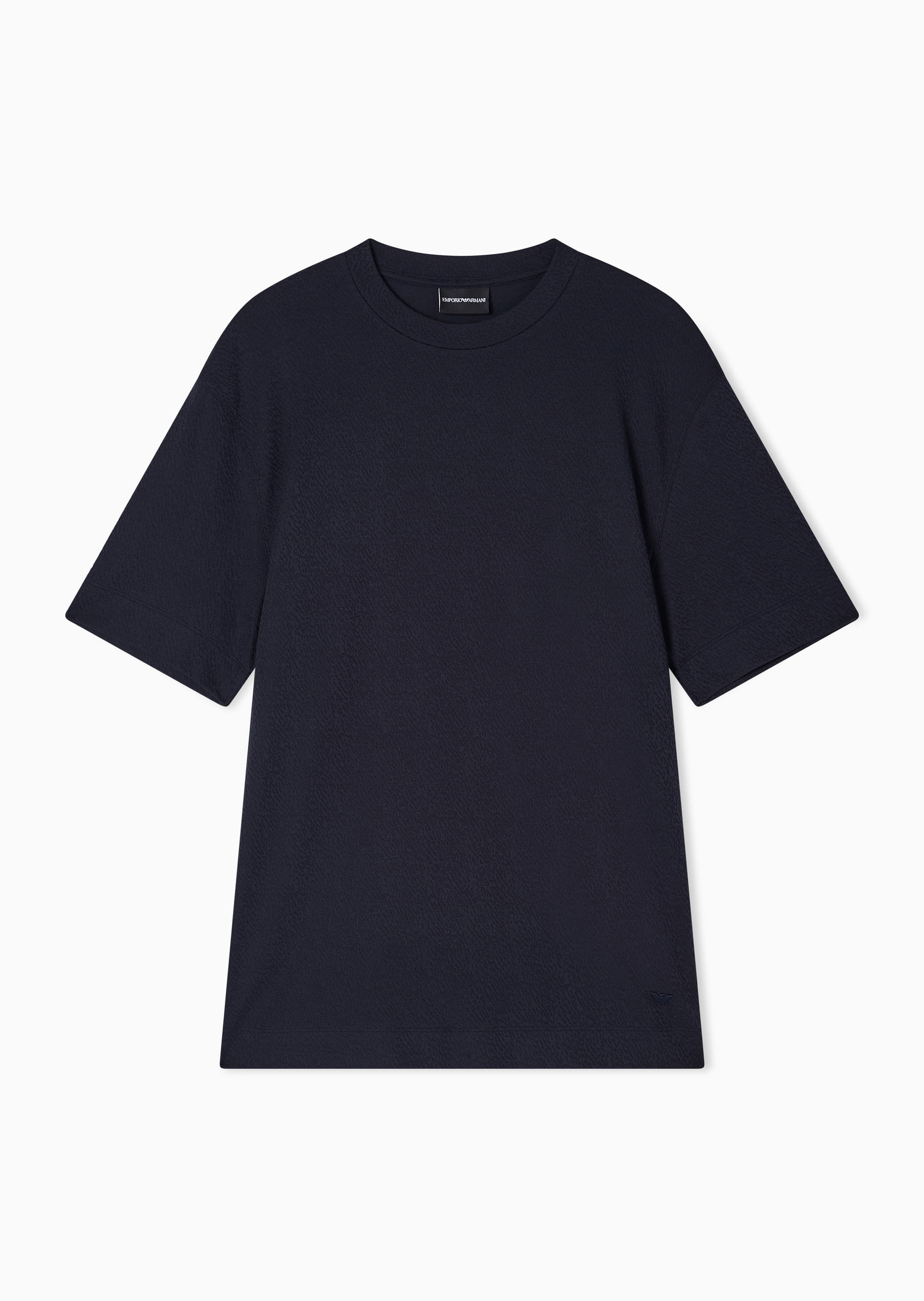 Camiseta Jacquard Intarsia Azul Marinho | Emporio Armani