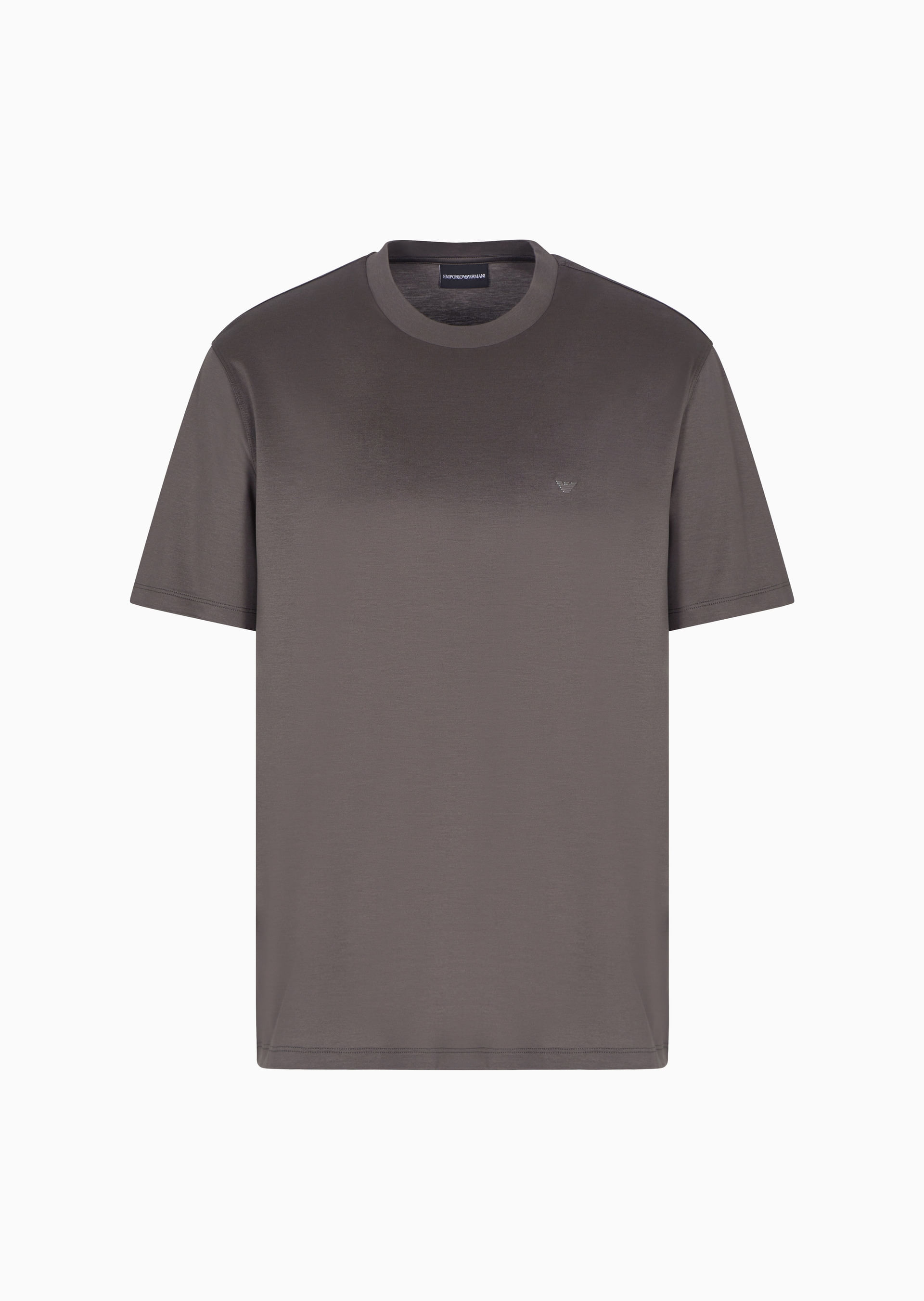 Camiseta Regular Fit de Tencel Marrom | Emporio Armani