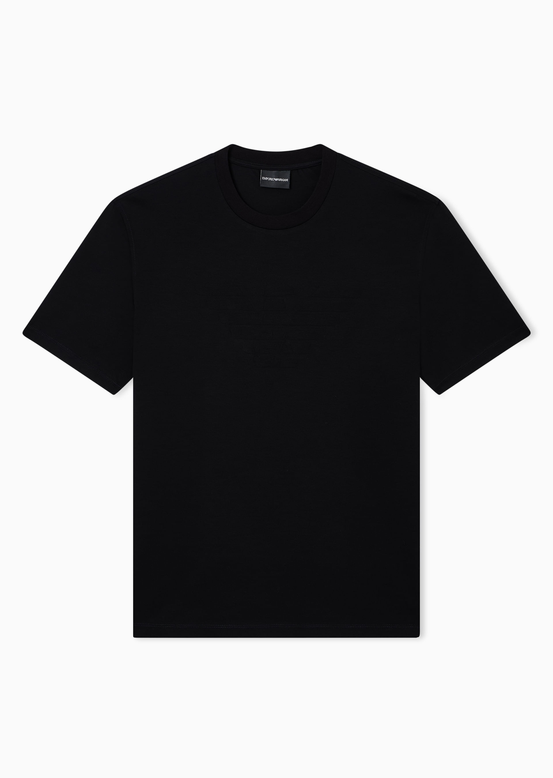 Camiseta Preta com Logo em Intársia | Emporio Armani