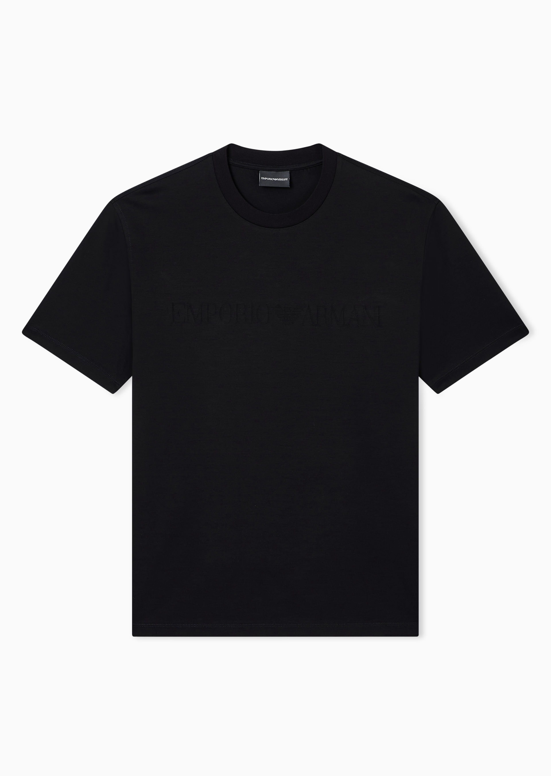 Camiseta Jersey Logo Intársia Preto | Emporio Armani
