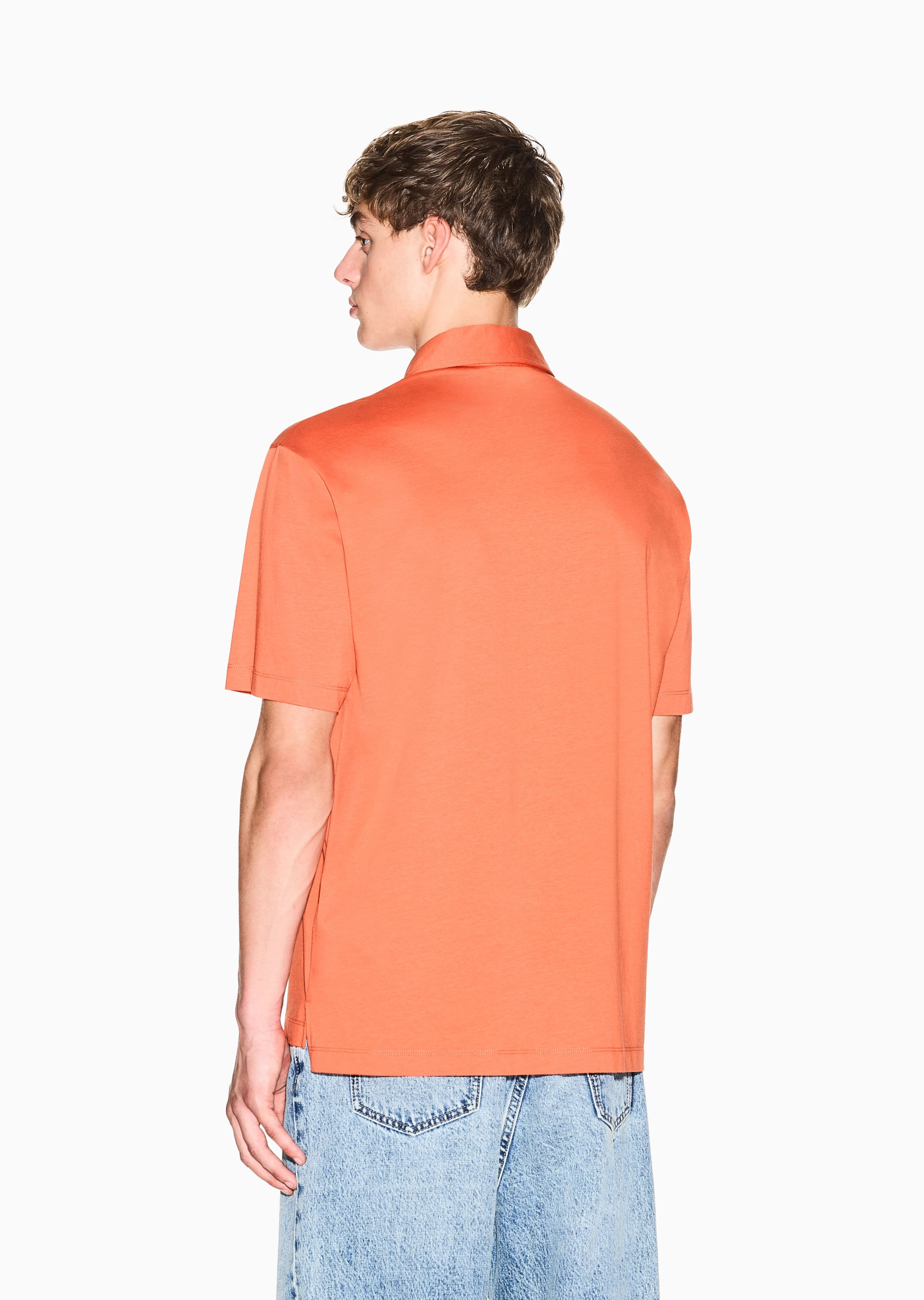Camisa Polo em Algodão Laranja | Armani Exchange