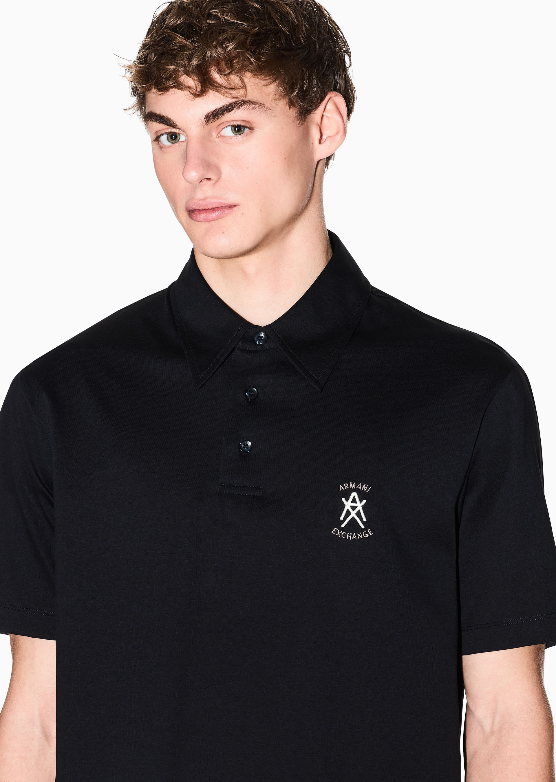 Camisa Polo Preta Algodão Confortável | Armani Exchange