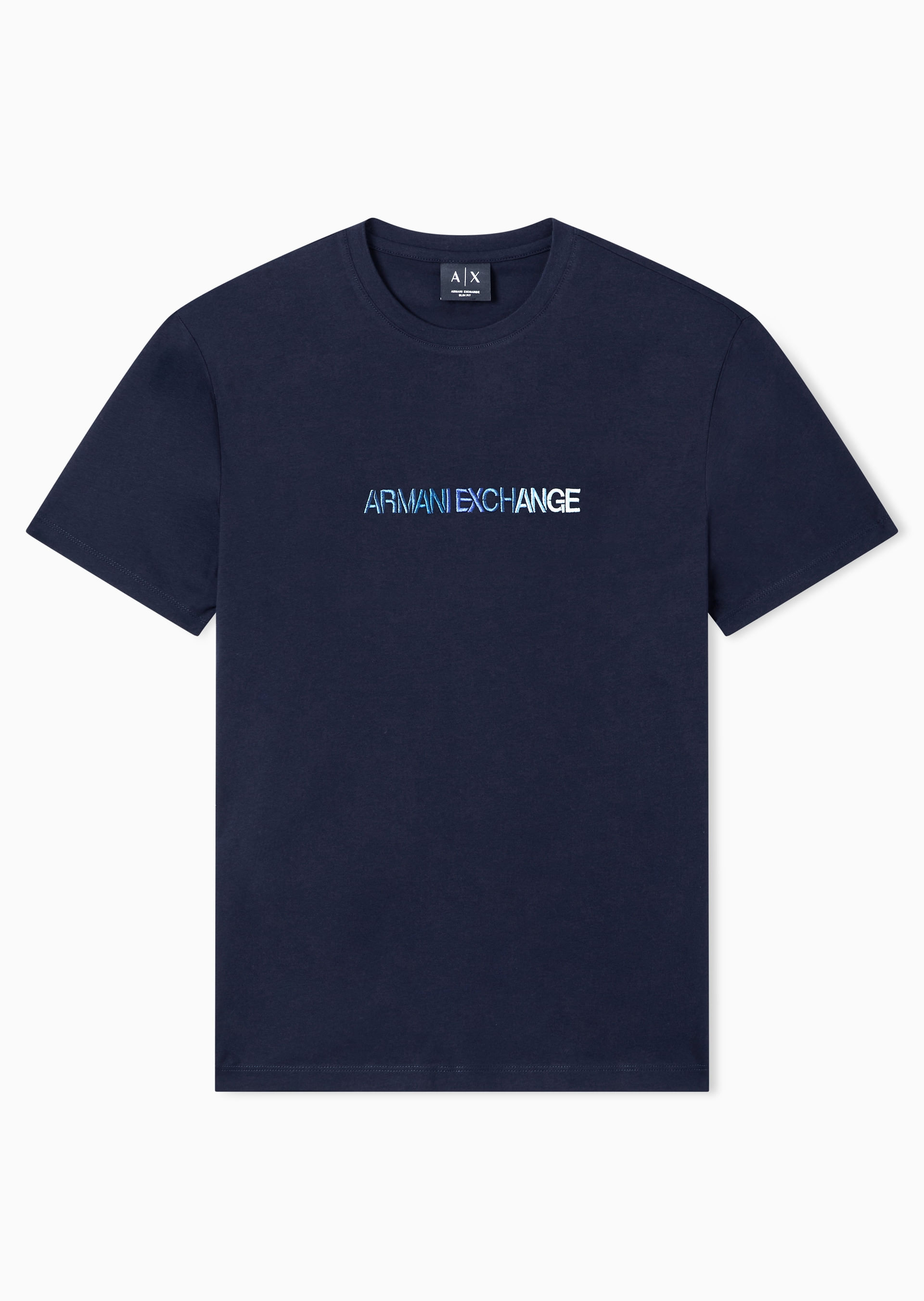 Camiseta Slim Fit Azul Marinho Algodão | Armani Exchange