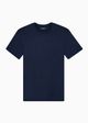 Emporio Armani Camiseta Gola Redonda em Modal Malha com Logo Bordado Azul