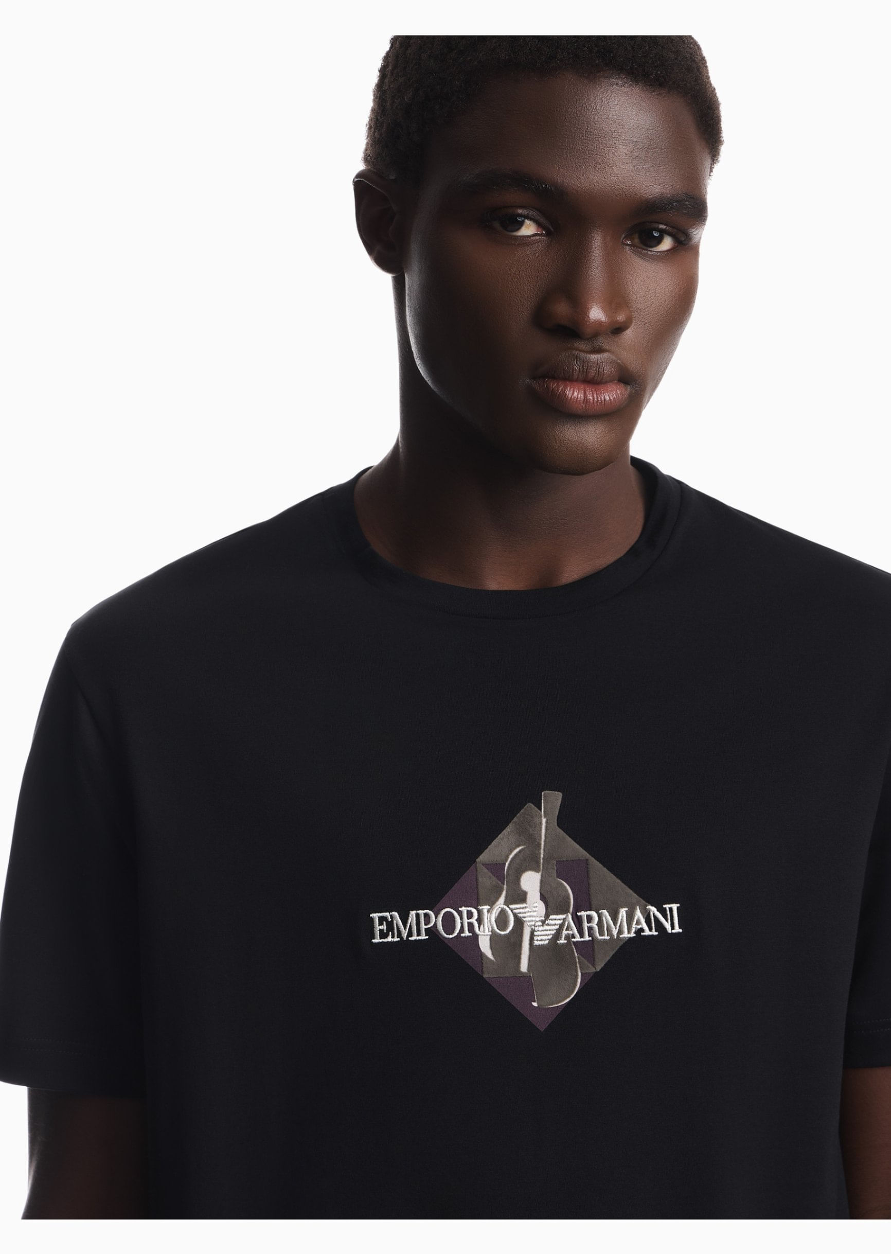 Camiseta de Malha com Logo Bordado | Emporio Armani